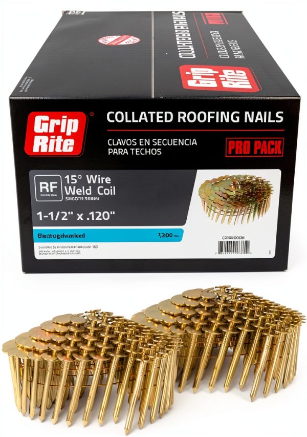 Grip Rite GRCR4DGAL 1-1/2" Galvanized Coil Roofing Nail 7,200 per Box-0
