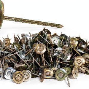 4" x 8GA Ring GALV Steel Round Cap Nails 25lb FastenerUSA Roofing-0