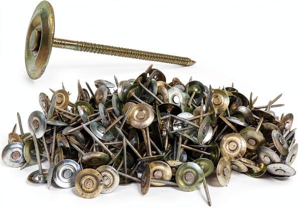 4" x 8GA Ring GALV Steel Round Cap Nails 25lb FastenerUSA Roofing-0
