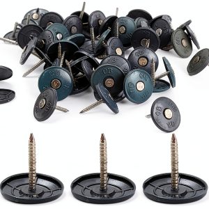(500 Pack) Round Plastic Cap Nail 1 Inch Roofing Nails Galvanized Tar Paper Nails for House Wrap Fastening Foam Board Roofing Felt Insulation Film (500)-0