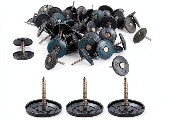 (500 Pack) Round Plastic Cap Nail 1 Inch Roofing Nails Galvanized Tar Paper Nails for House Wrap Fastening Foam Board Roofing Felt Insulation Film (500)-0